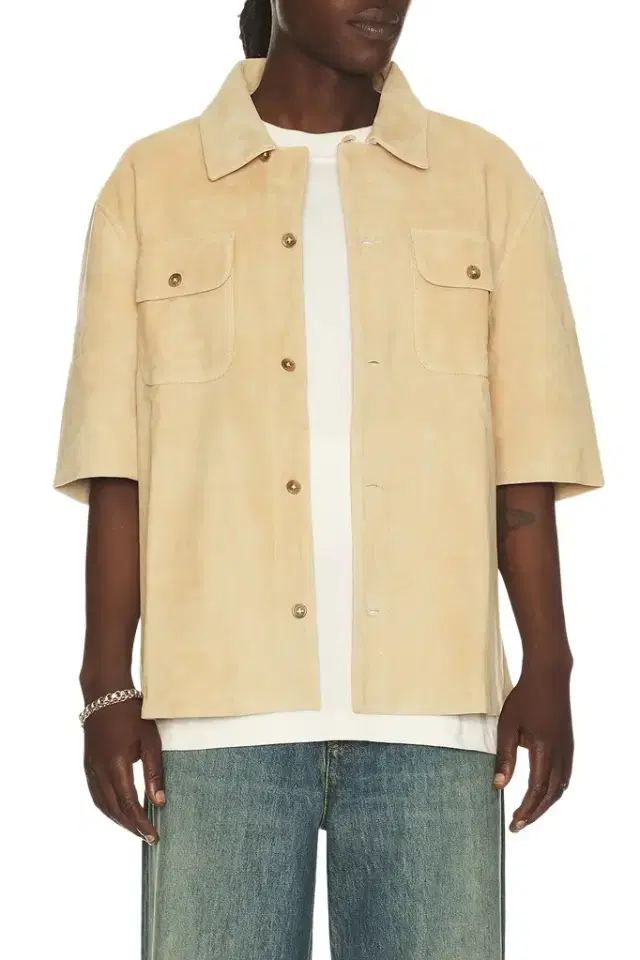 Found Suede Short Sleeve Camp Shirt
