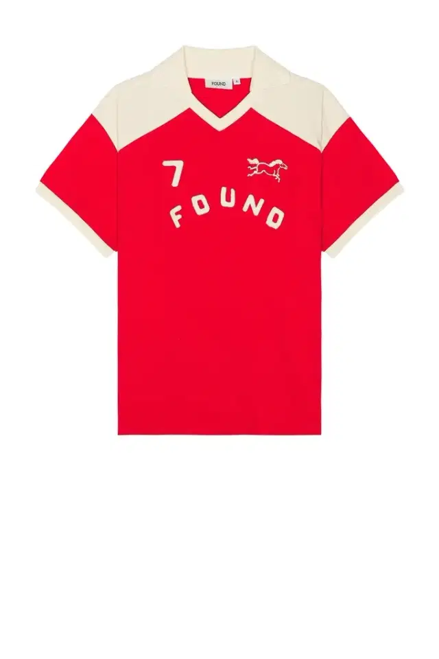 Found Goji Red Collar Print Jersey