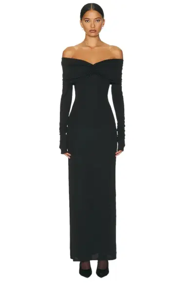 Helsa Matte Jersey Off Shoulder Maxi Dress | Thumbnail 1
