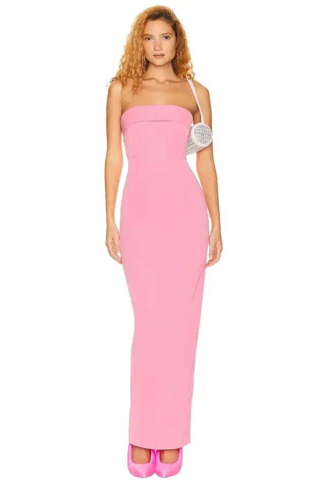 Helsa Tech Gabardine Long Strapless Dress