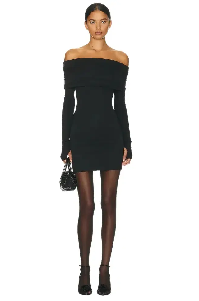 Matte Jersey Off Shoulder Mini Dress