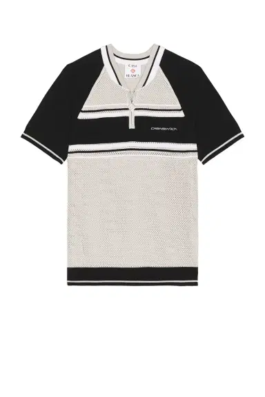 Casablanca Metallic Mesh Stripe Zip Polo | Thumbnail 4