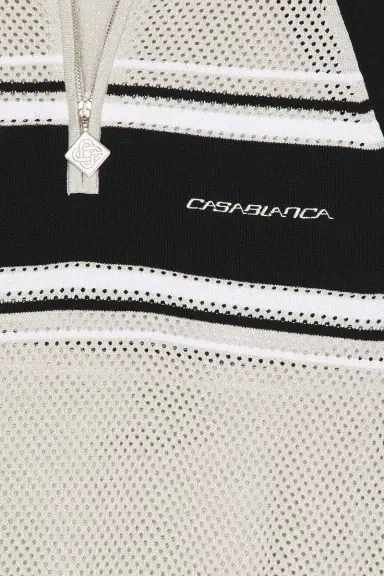 Casablanca Metallic Mesh Stripe Zip Polo | Thumbnail 5