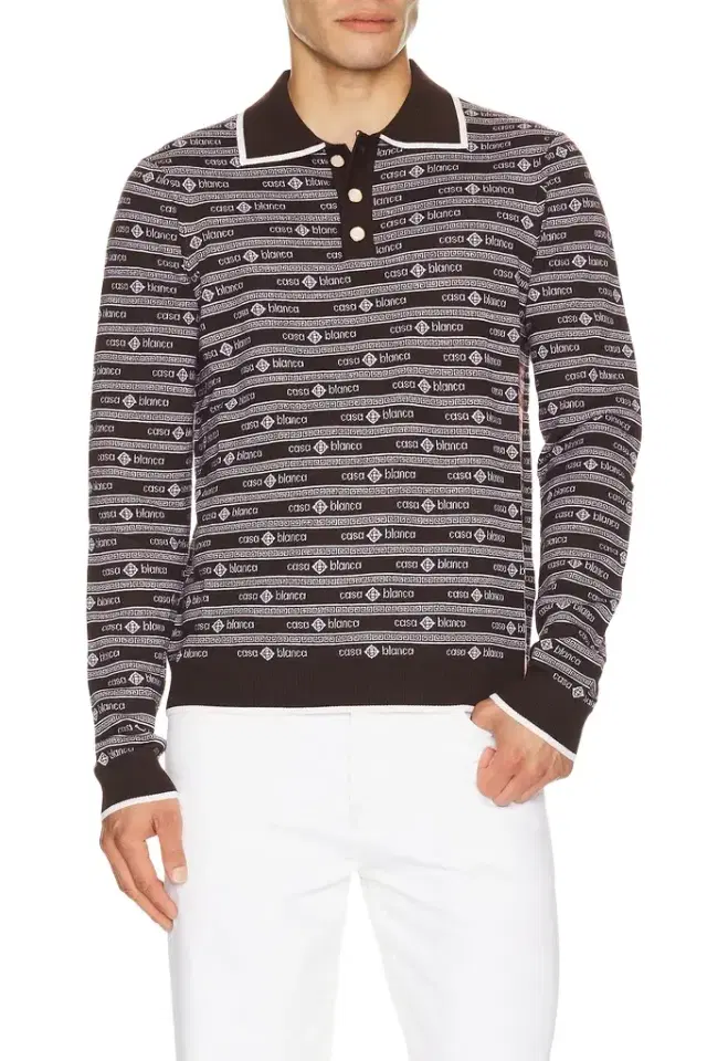 Casablanca Wordmark Long Sleeve Polo
