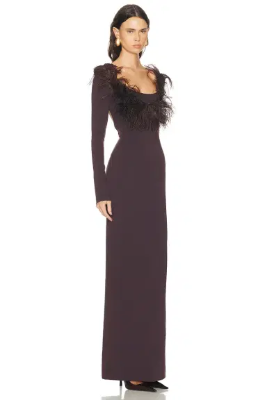 The Attico Long Feather Gown | Thumbnail 2 The Attico Long Feather Gown | Thumbnail 2