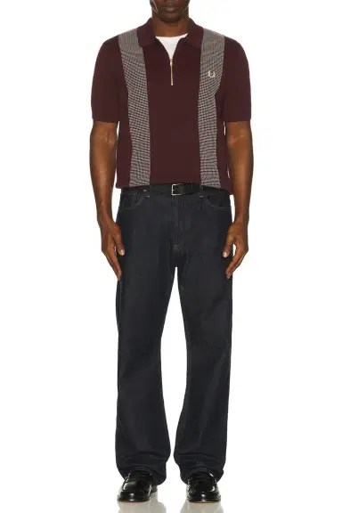 Fred Perry Panel Detail Knitted Polo Shirt | Thumbnail 3