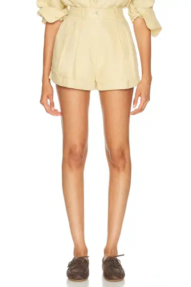 Helsa Washed Linen Pleated Short | Thumbnail 2