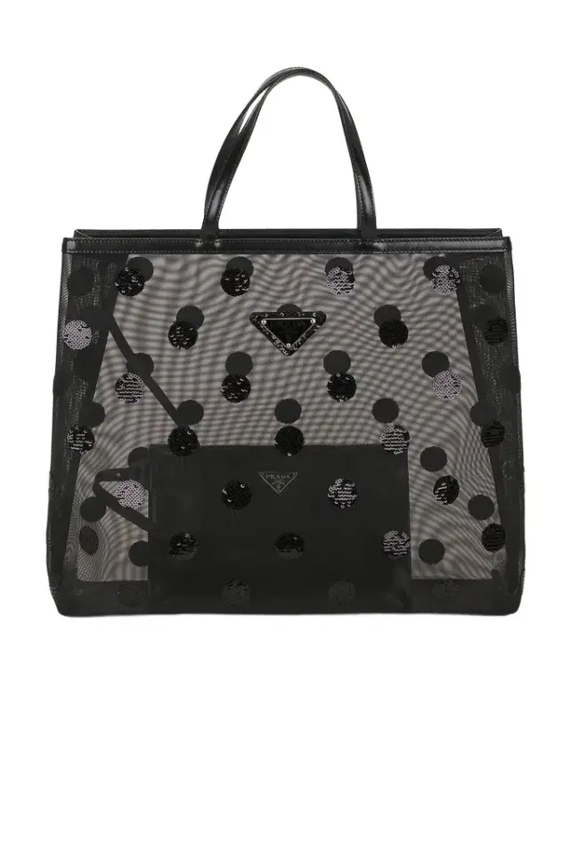 Prada Prada Polka Dot Sequined Mesh Tote Bag