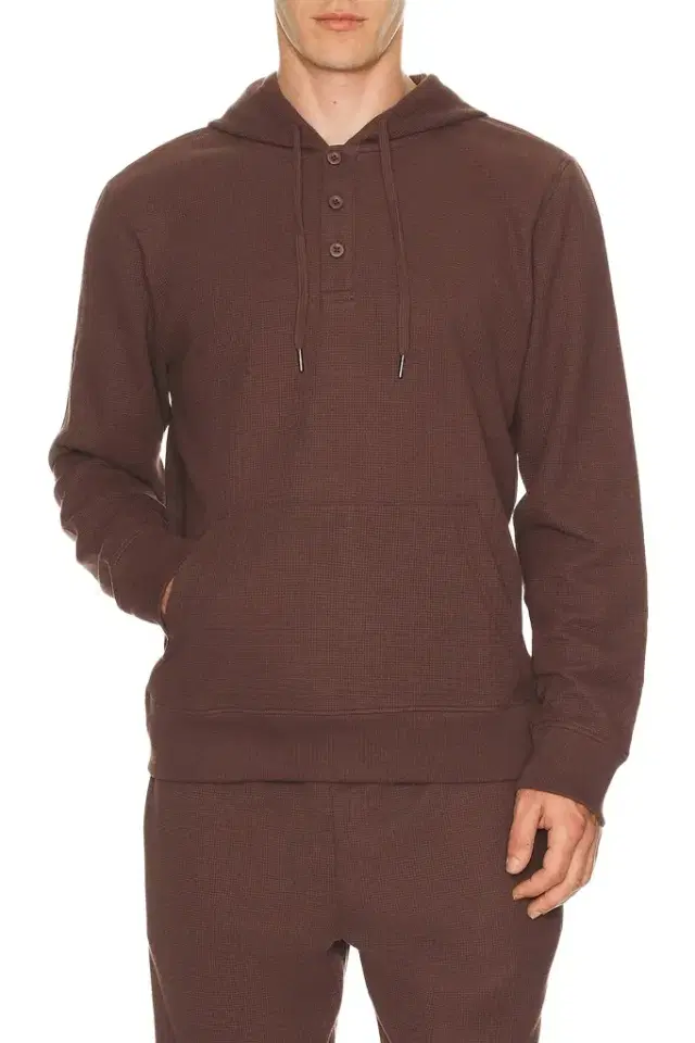 Onia Waffle Half Button Hoodie