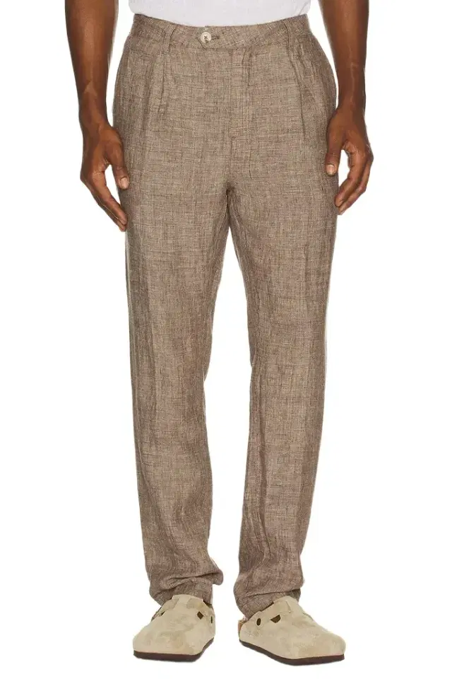 Onia Linen Tapered Pleated Trouser