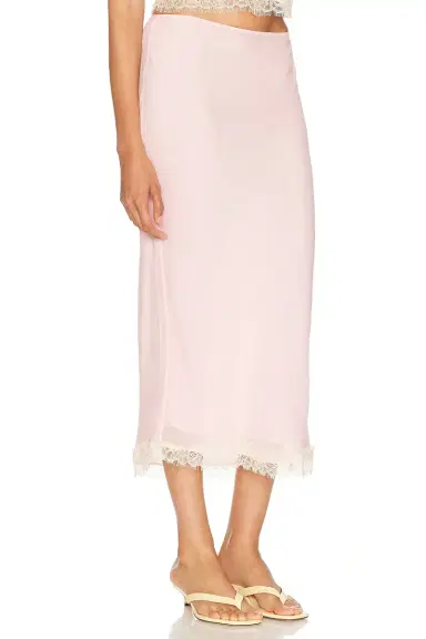 Helsa Viscose Georgette Slip Skirt With Lace | Thumbnail 2 Helsa Viscose Georgette Slip Skirt With Lace | Thumbnail 2