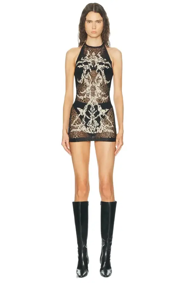 HAELO Feather Lace Mini Dress