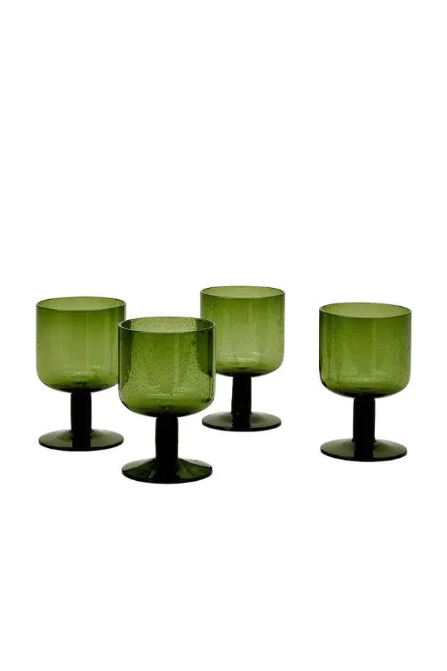 HAWKINS NEW YORK Stemmed Simple Seeded Glassware Set Of 4
