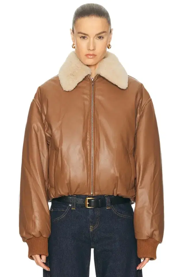 Aexae Leather Bomber Jacket