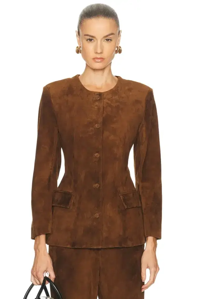 Aexae Leather Suede Padded Contour Blazer