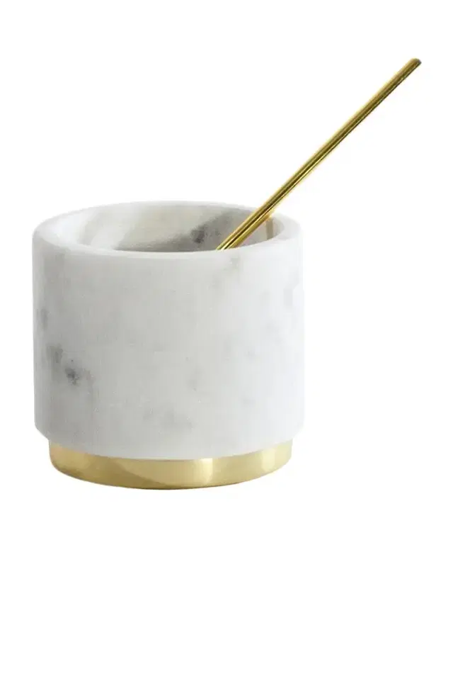 HAWKINS NEW YORK Simple Marble and Brass Sugar Pinch Pot