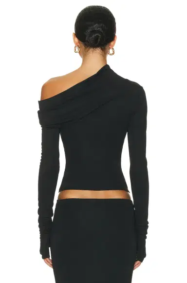 Helsa Matte Jersey Drape Shoulder Top | Thumbnail 4