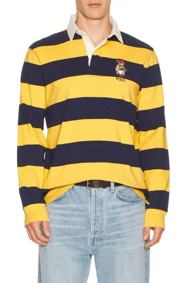 Polo Ralph Lauren Long Sleeve Jersey Knit Society Bear Rugby Shirt | Thumbnail 1
