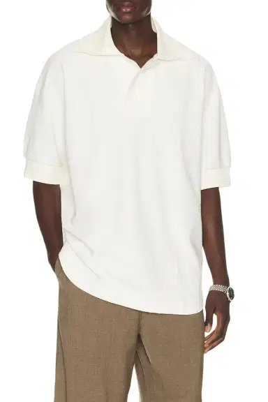 Lacoste Runway Loose Fit Boucle Knit Polo Shirt | Thumbnail 1 Lacoste Runway Loose Fit Boucle Knit Polo Shirt | Thumbnail 1