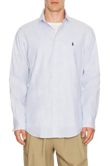 Polo Ralph Lauren Long Sleeve Stretch Linen Sport Shirt Stripe | Thumbnail 1
