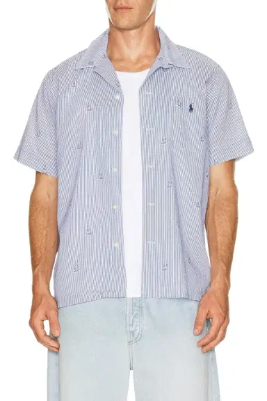 Polo Ralph Lauren Seersucker Sailboat Print Andy Camp Shirt | Thumbnail 1