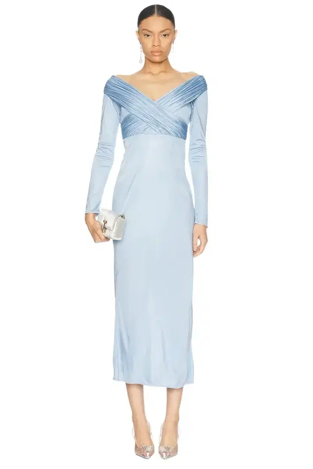 ALEJANDRA ALONSO ROJAS Long Sleeve Draped Jersey Dress