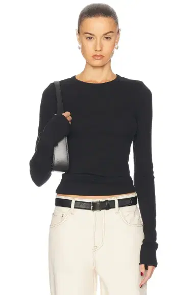 GRLFRND Crew Neck Extra Long Sleeve Tee | Thumbnail 1 GRLFRND Crew Neck Extra Long Sleeve Tee | Thumbnail 1