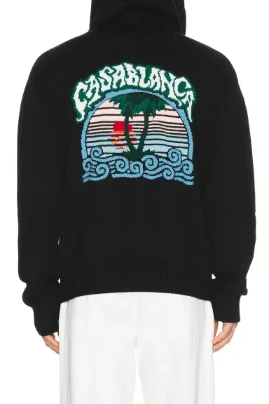 Casablanca Palm Tree Emblem Zip Up Hoodie | Thumbnail 3