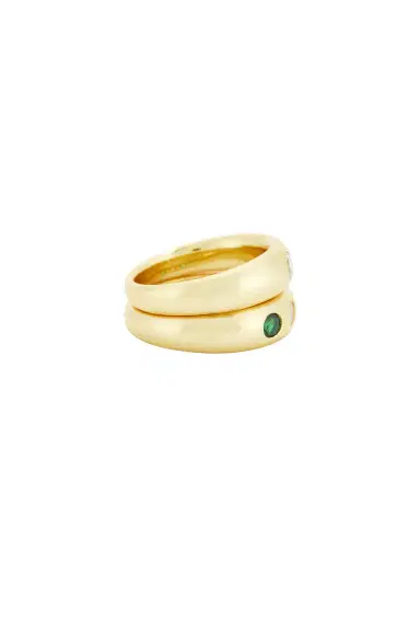 MÉGA Emerald And Clear CZ Pinky Ring Set Of 2 | Thumbnail 2 MÉGA Emerald And Clear CZ Pinky Ring Set Of 2 | Thumbnail 2