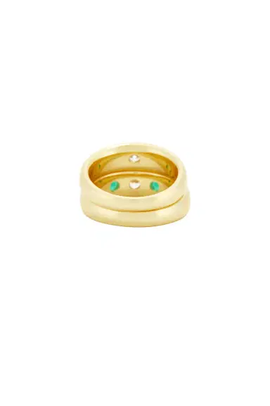 MÉGA Emerald And Clear CZ Pinky Ring Set Of 2 | Thumbnail 3 MÉGA Emerald And Clear CZ Pinky Ring Set Of 2 | Thumbnail 3