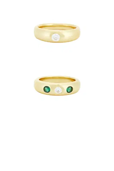 MÉGA Emerald And Clear CZ Pinky Ring Set Of 2 | Thumbnail 4 MÉGA Emerald And Clear CZ Pinky Ring Set Of 2 | Thumbnail 4