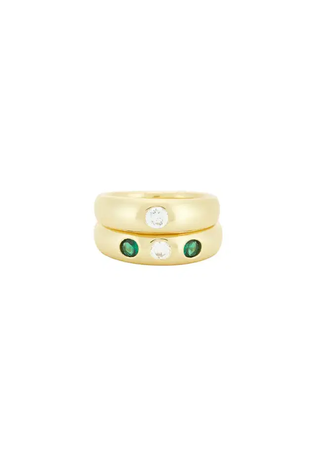 MÉGA Emerald And Clear CZ Pinky Ring Set Of 2