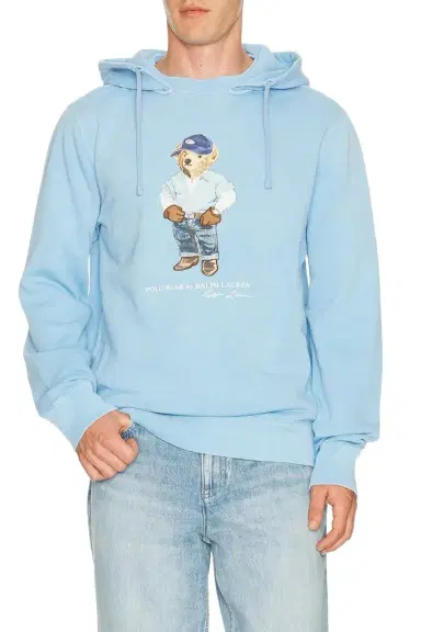 Polo Ralph Lauren Long Sleeve Vintage Fleece Novelty Denim Bear Hoodie | Thumbnail 1