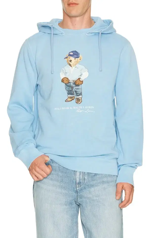 Polo Ralph Lauren Long Sleeve Vintage Fleece Novelty Denim Bear Hoodie