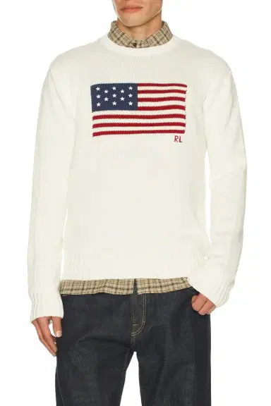 Polo Ralph Lauren Long Sleeve Roving Cotton USA Flag Crewneck Sweater | Thumbnail 1 Polo Ralph Lauren Long Sleeve Roving Cotton USA Flag Crewneck Sweater | Thumbnail 1