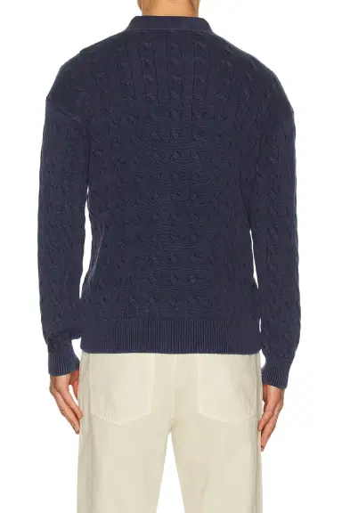 Polo Ralph Lauren Long Sleeve Garment Dyed Cable Knit Polo Sweater | Thumbnail 2