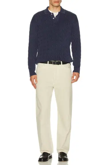 Polo Ralph Lauren Long Sleeve Garment Dyed Cable Knit Polo Sweater | Thumbnail 3