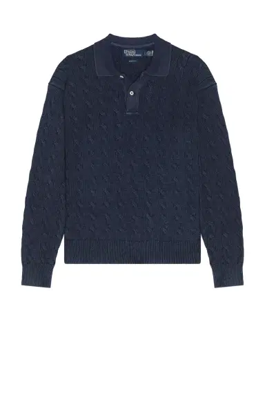 Polo Ralph Lauren Long Sleeve Garment Dyed Cable Knit Polo Sweater | Thumbnail 4