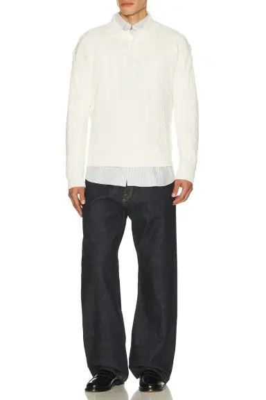 Polo Ralph Lauren Long Sleeve Garment Dyed Cable Knit Polo Sweater Relaxed Fit | Thumbnail 3 Polo Ralph Lauren Long Sleeve Garment Dyed Cable Knit Polo Sweater Relaxed Fit | Thumbnail 3