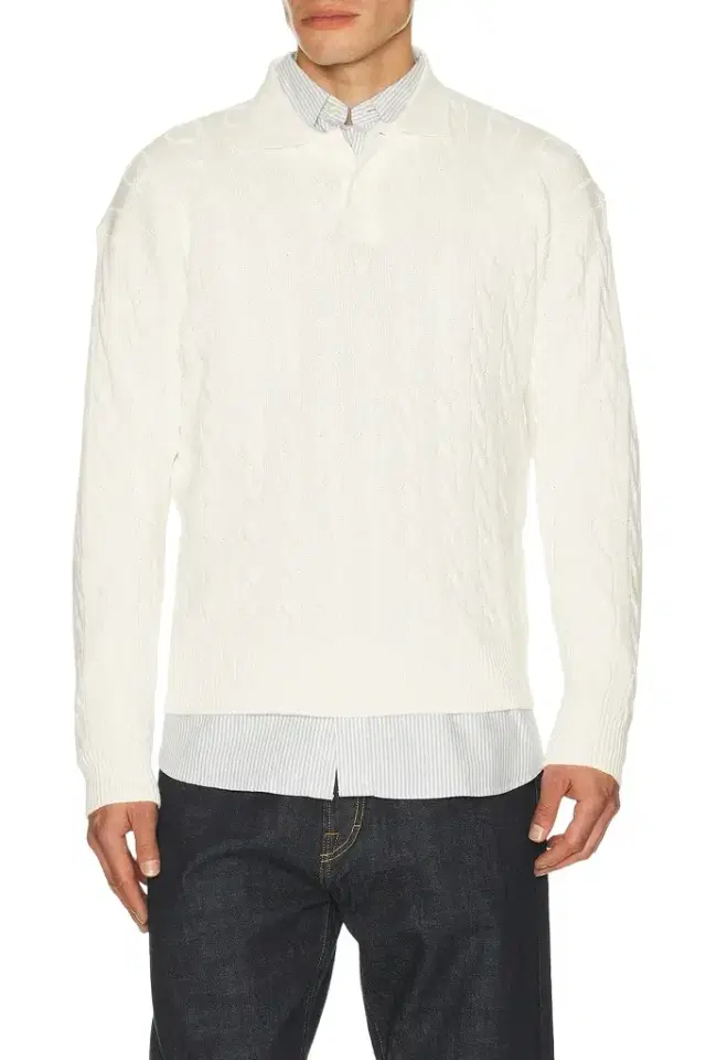 Polo Ralph Lauren Long Sleeve Garment Dyed Cable Knit Polo Sweater Relaxed Fit