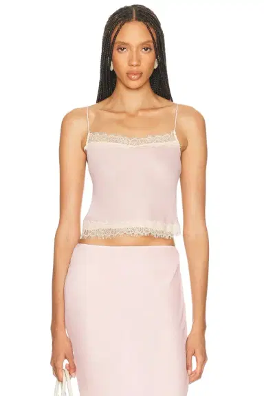 Helsa Viscose Georgette Cami With Lace | Thumbnail 1