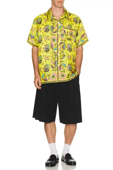 vowels Short Sleeve Silk Shirt | Thumbnail 3