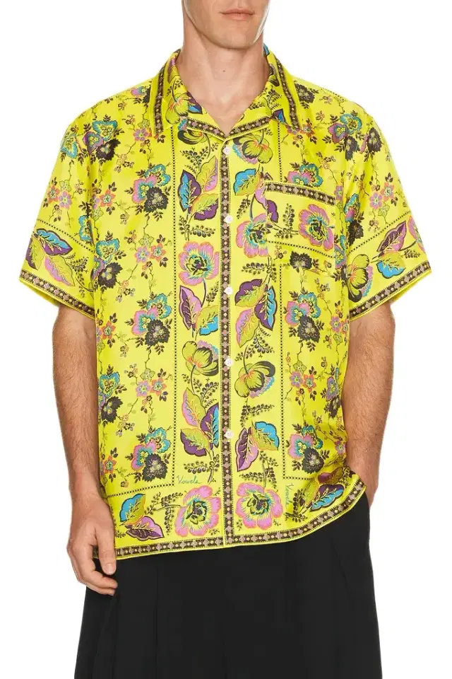vowels Short Sleeve Silk Shirt