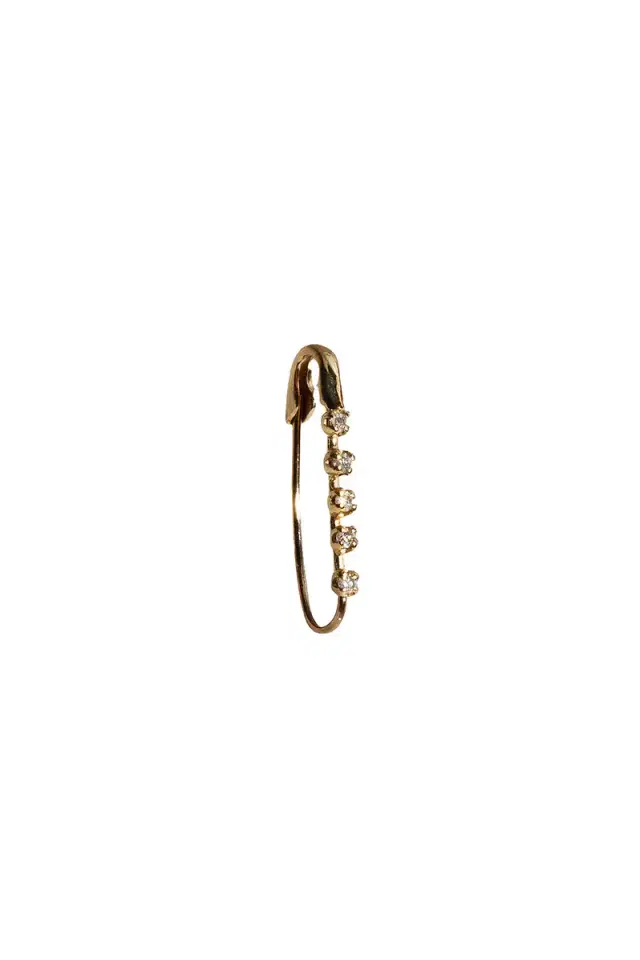 Loren Stewart Mini Diamond Prong Safety Pin Single Earring