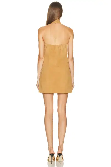 Aexae Leather Suede Mini Halter Dress | Thumbnail 3