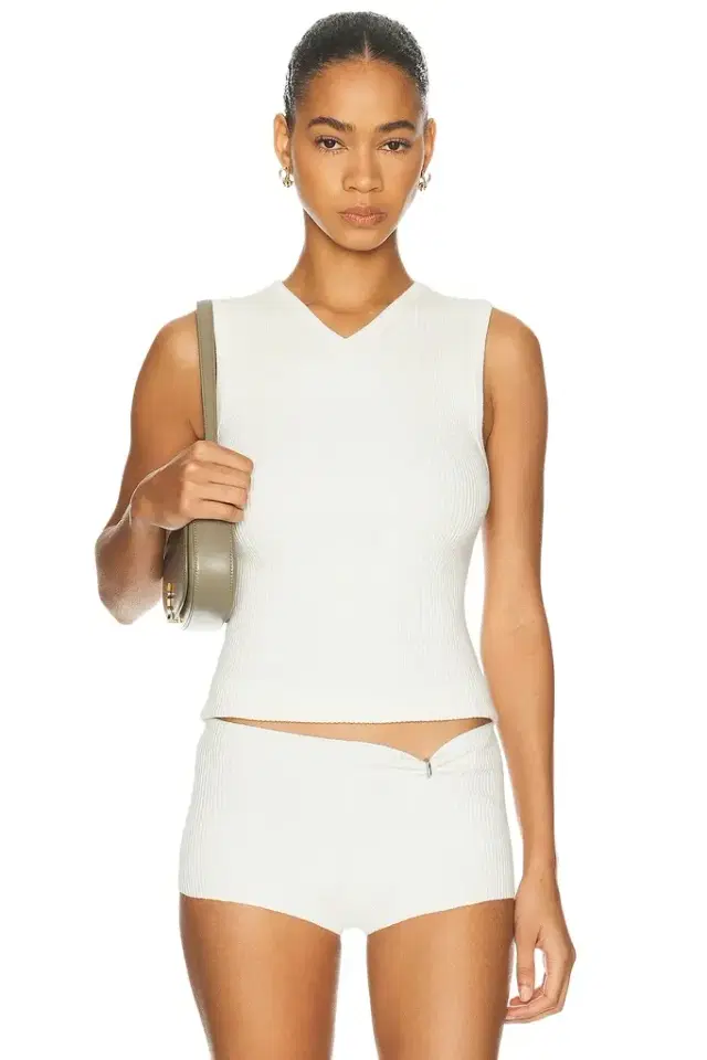 EAVES Susen Rib Knit V-neck Top