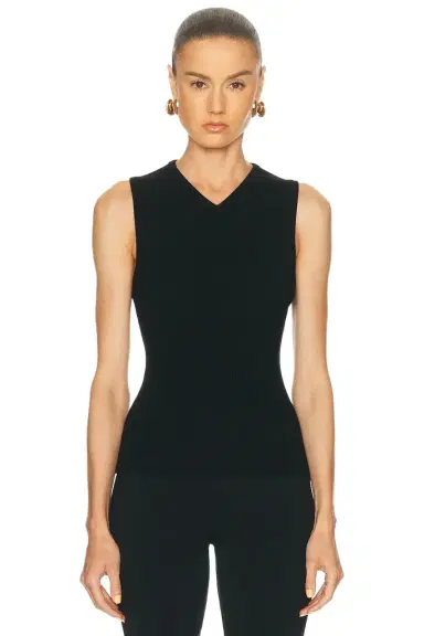 EAVES Susen Rib Knit V-neck Top | Thumbnail 1 EAVES Susen Rib Knit V-neck Top | Thumbnail 1