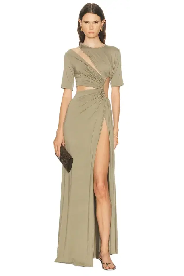 Sid Neigum Gathered Slit Maxi Dress