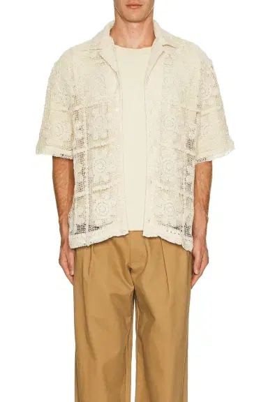 WAO Floral Crochet Camp Shirt | Thumbnail 3