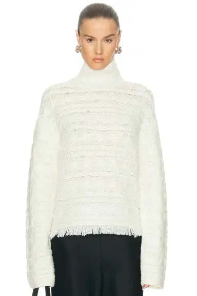 Guest In Residence Cropped Cable Turtleneck Sweater | Thumbnail 1